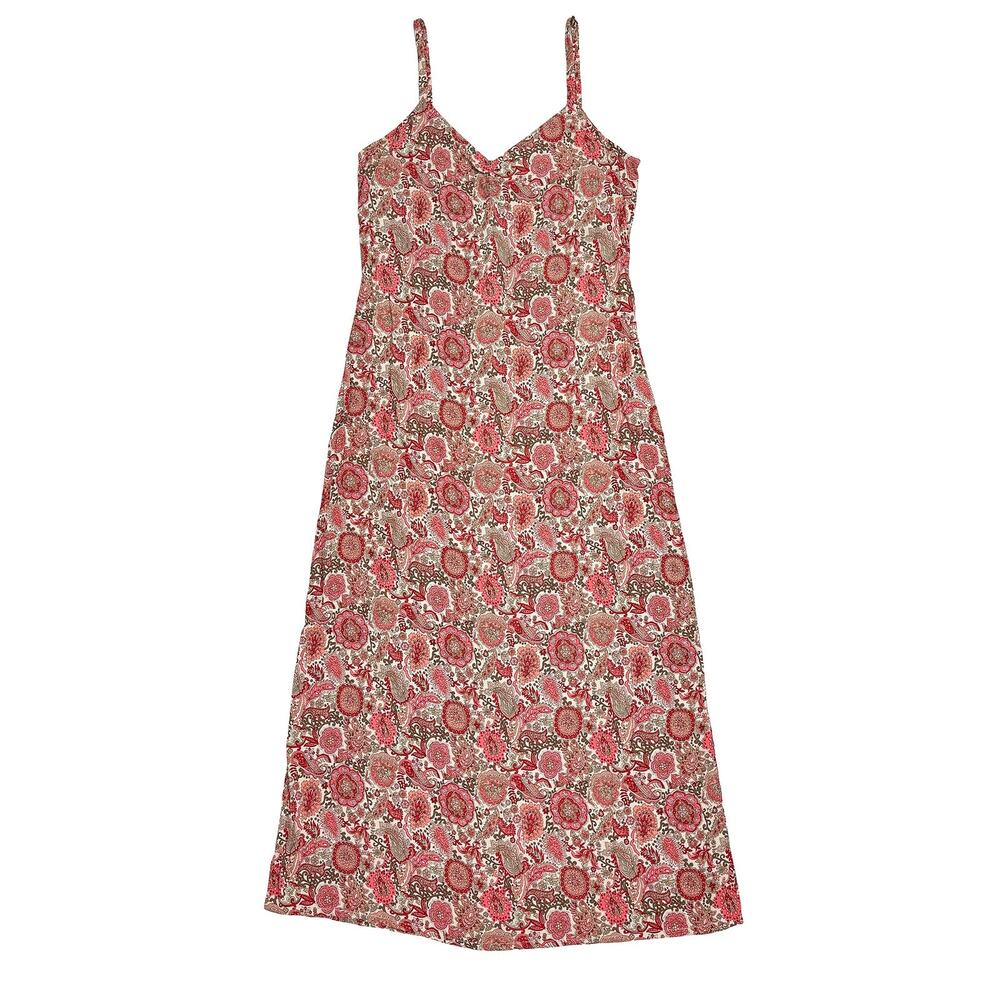 VTG Old Navy Maxi Dress Size 2 Pink Paisley Rayon Boho Slip Sundress Y2K 2000s